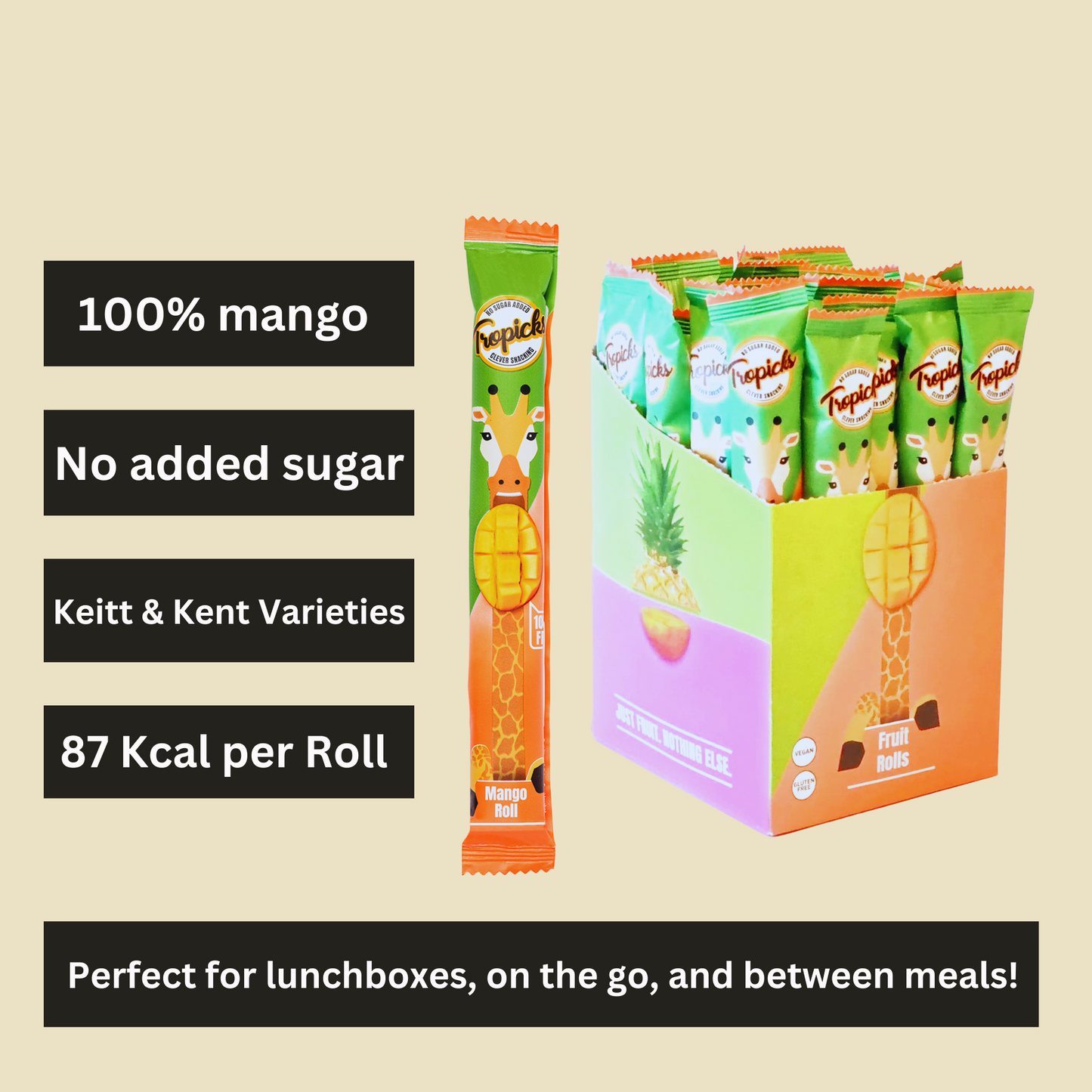 Tropicks | Mango Fruit Rolls Mega 30 Pack  | Dried Fruit Snacks